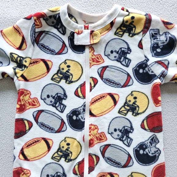 Old Navy (Baby) | Football Print Fleece Pajama Onesie - Picture 4 of 6